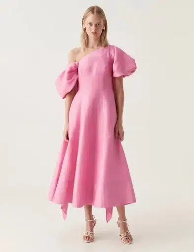 Aje Arista Tulip Sleeve Midi Dress Pink Size 10