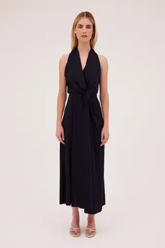 Bianca Spender Jersey Entwined Short Dress Navy Size 12