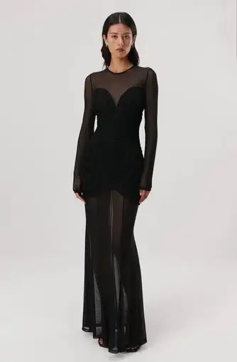 MISHA Talitha Maxi Dress Black Size S/Au 8