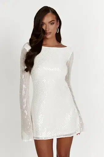 Meshki Nala White Sequin Mini Dress White Size 10 