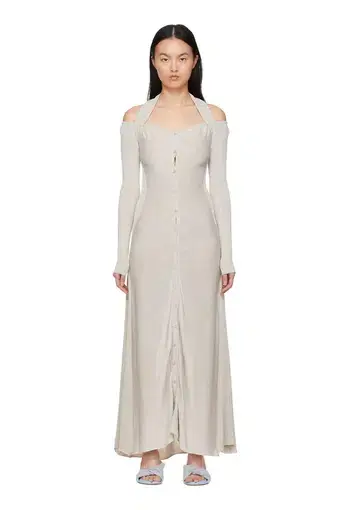 Jacquemus Lagoa Cold-Shoulder Knitted Halterneck Dress Grey Size 8