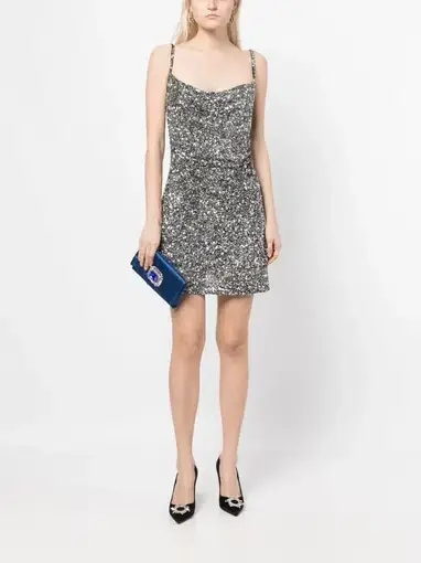 Rachel Gilbert Corrie Mini Dress Silver Size 1 / AU 8