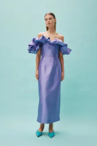 Alemais Suzi Off Shoulder Midi Dress Violet Size 10