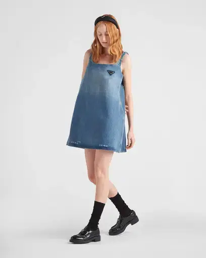 Prada Organic Denim Mini Dress Blue Size 38/ AU 8