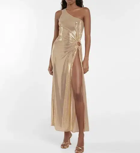 Oséree One Shoulder Lamé Gown Gold Size S / AU 8