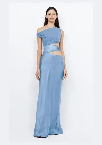 Bec & Bridge Whorl Asymmetrical Maxi Dress in Meridian Blue Size AU 8 