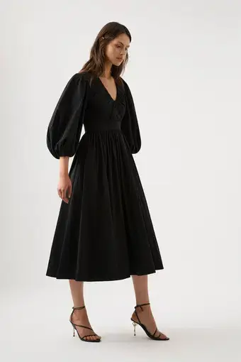 Aje Audrey Waisted Midi Dress Black Size 10