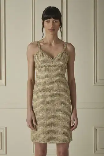 Chanel Tweed Mini Dress Gold Multicolour Size AU 10 / M