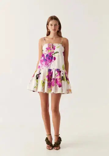 AJE Willow Sweetheart Mini Dress Wild Hydrangea Size 4 