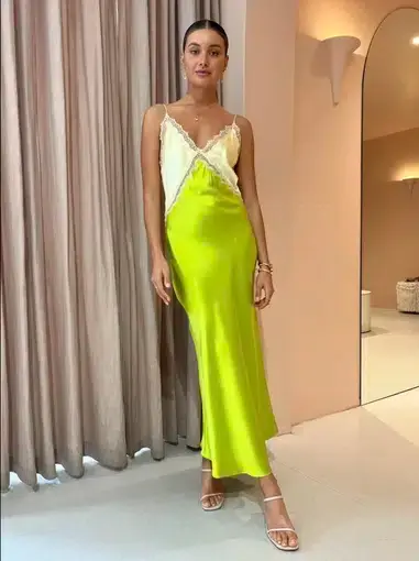 Ginia Sadie Dress Yellow/Electric Lime Size 8