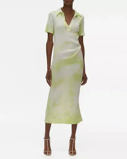 Helmut Lang Tie Dye Polo Midi Dress Green Size S / AU 8
