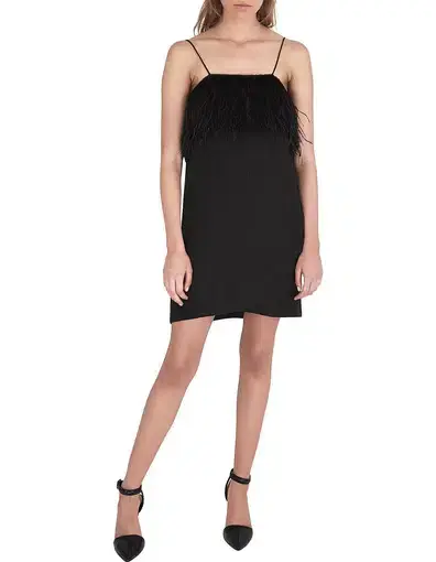 Aje Pellew Feather Mini Dress Black Size 8