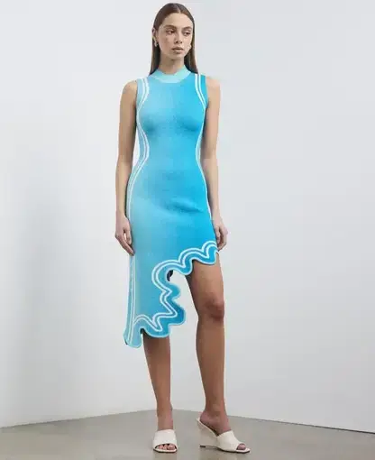 Ph5 Lydia Wavy Asymmetric Dress Blue Size 8