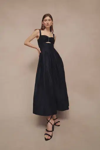 Aje Divinity Pearl Pin Midi Dress  Black Size 16