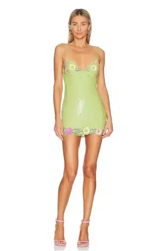 Majorelle Cal Embellished Mini Dress in Lime Green Size S / AU 8