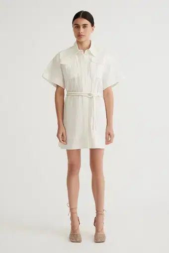 Antipodean Cobie Utility Mini Dress Pearl Tint Size 12 