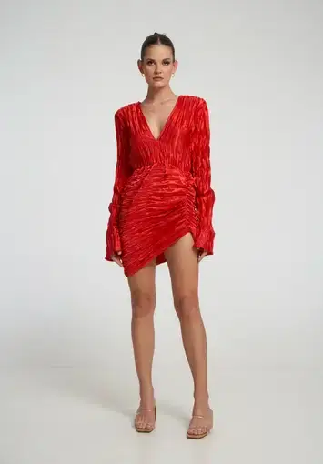 L’idée Costes Sleeved Mini Dress Red Size 8