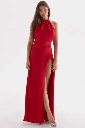 House of CB Zanab Thigh Spilt Maxi Dress Red Size S / Au 8