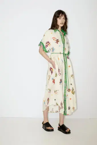 Alemais Seeker Embroidered Shirt Dress Print Size 10