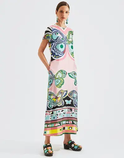 La DoubleJ Butterfly Silk A Line Maxi Dress Print Size 10