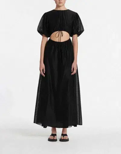 Sir the Label Franc Puff Sleeve Midi Dress Black Size 1 / Au 8