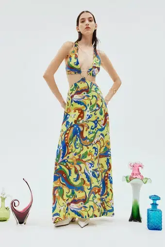 Alemais Yvette Cut Out Midi Dress Multi Size 10