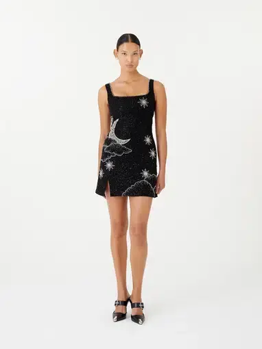 Clio Peppiatt Night Lucina Mini Dress Black Sequin Size S / AU 8