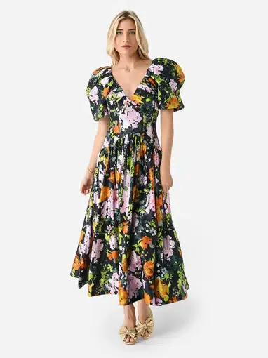 Aje Gabrielle Plunge Midi Dress Floral Size 6