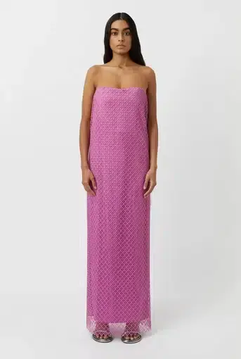 Camilla and Marc Sinclar Lace Strapless Maxi Dress in Magenta Pink Size 10