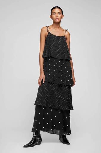 Anine Bing Polka Dot Tiered Dress Black Size 6