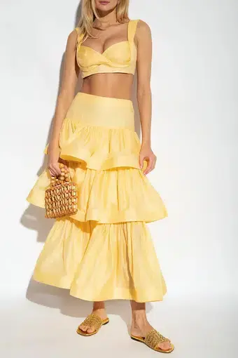 Zimmermann Coaster Bralette and Tiered Skirt in Set Butter Size 1/AU 10