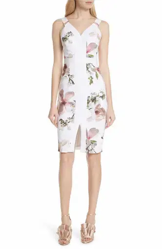 Ted Baker Strappy Bodycon Dress in Harmony Floral Print Size 1 / AU 10