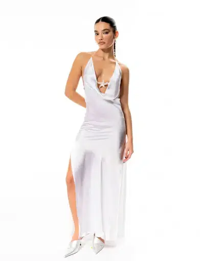 Leslie Amon Star Slip Maxi Dress in White Size M / AU 10