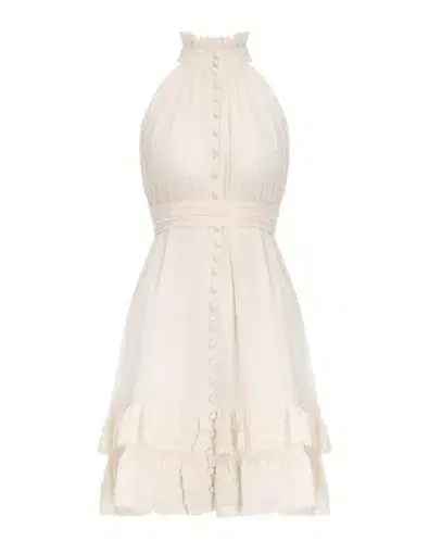 Zimmermann Pleated Lace Picnic Mini Dress White Size 10