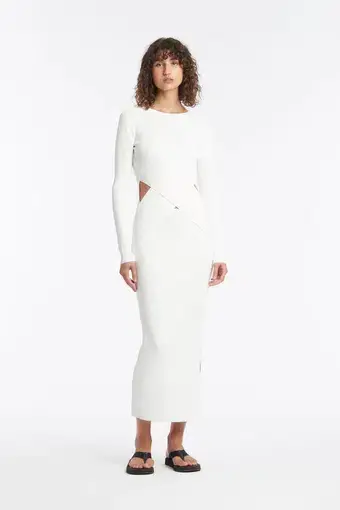 Sir The Label Celena Draped Midi Dress Ivory Size 0/Au 6