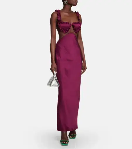 Attico Amber Cutout Satin Midi Dress In Purple Size 8