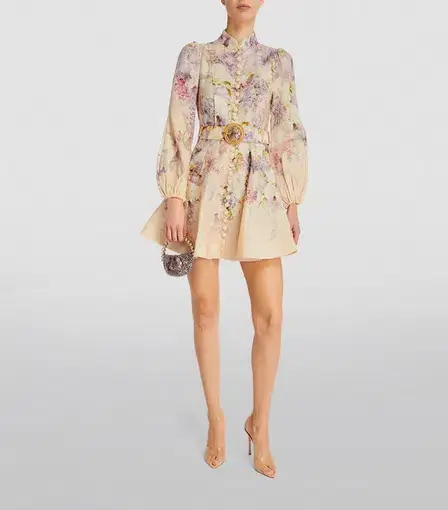 Zimmermann Lyrical Buttoned Mini Dress Dreamy Floral Size 0/Au 8 