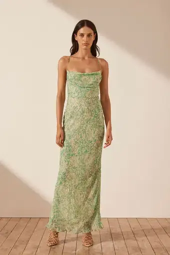 Shona Joy Belvedere Back Bias Maxi Dress Green Size 8 