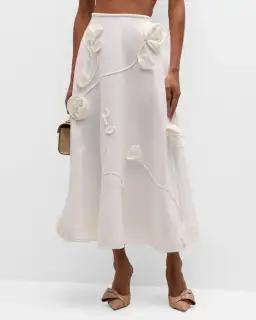 Zimmermann The Matchmaker Rose Bra and Rose Flare Skirt Set in Ivory Size 0 / AU 8 for rent on The Volte - image 3