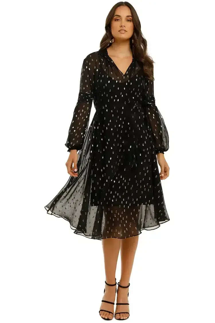 Husk Paradise Midi Dress in Black Size 10 for rent on The Volte - main image