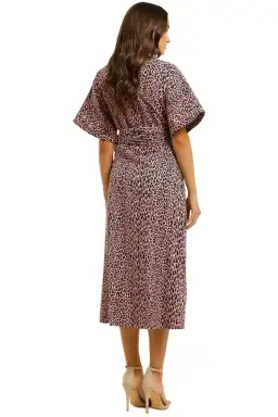 Husk Lima Wrap Midi Dress in Pink Leopard Print Size 14 for rent on The Volte - image 3