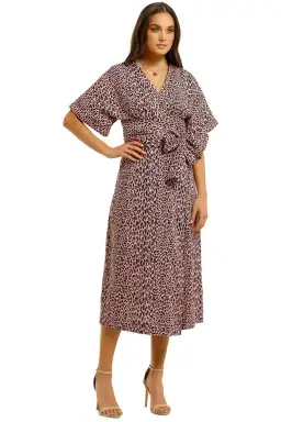 Husk Lima Wrap Midi Dress in Pink Leopard Print Size 14 for rent on The Volte - image 2