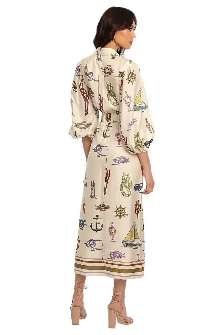 Alemais Ships Ahoy Midi Dress Print Size 6 for rent on The Volte - main image