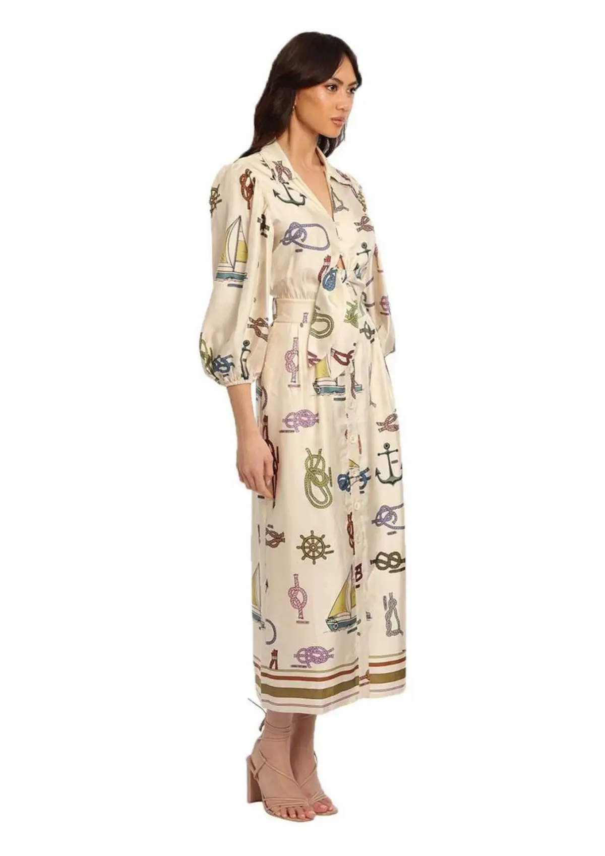 Alemais Ships Ahoy Midi Dress Multi Size 8