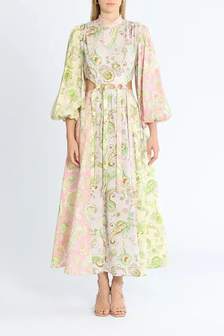 Alemais Marta Cutout Midi Dress Multi Size 10 for rent on The Volte - main image