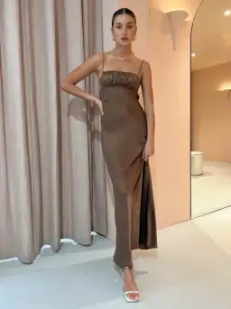 Bec & Bridge Amber Maxi Dress in Chocolate Size AU 8 for rent on The Volte - image 1