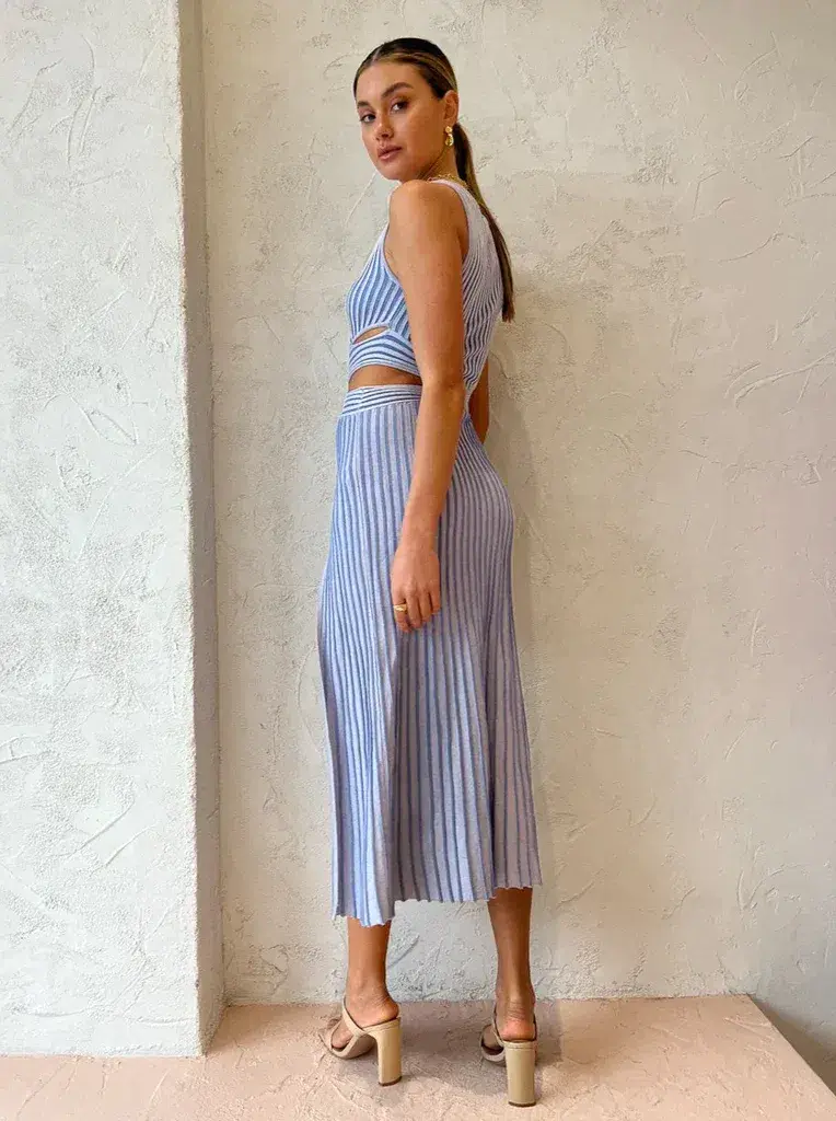 Sovere Glory Knit Dress in Blue Size AU 8 for rent on The Volte - main image