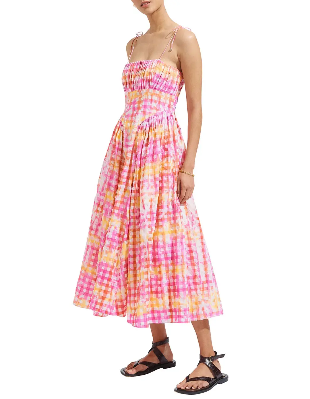 Steele Marina Midi Dress in Hypno Gingham Print Size AU 8 for rent on The Volte - main image