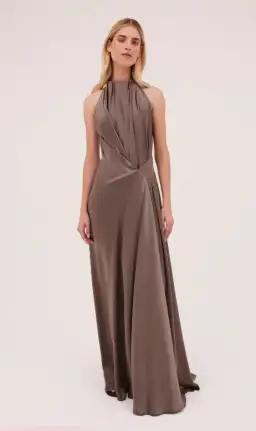 Bianca Spender Isabella Gown Bronze Silk Size AU 4