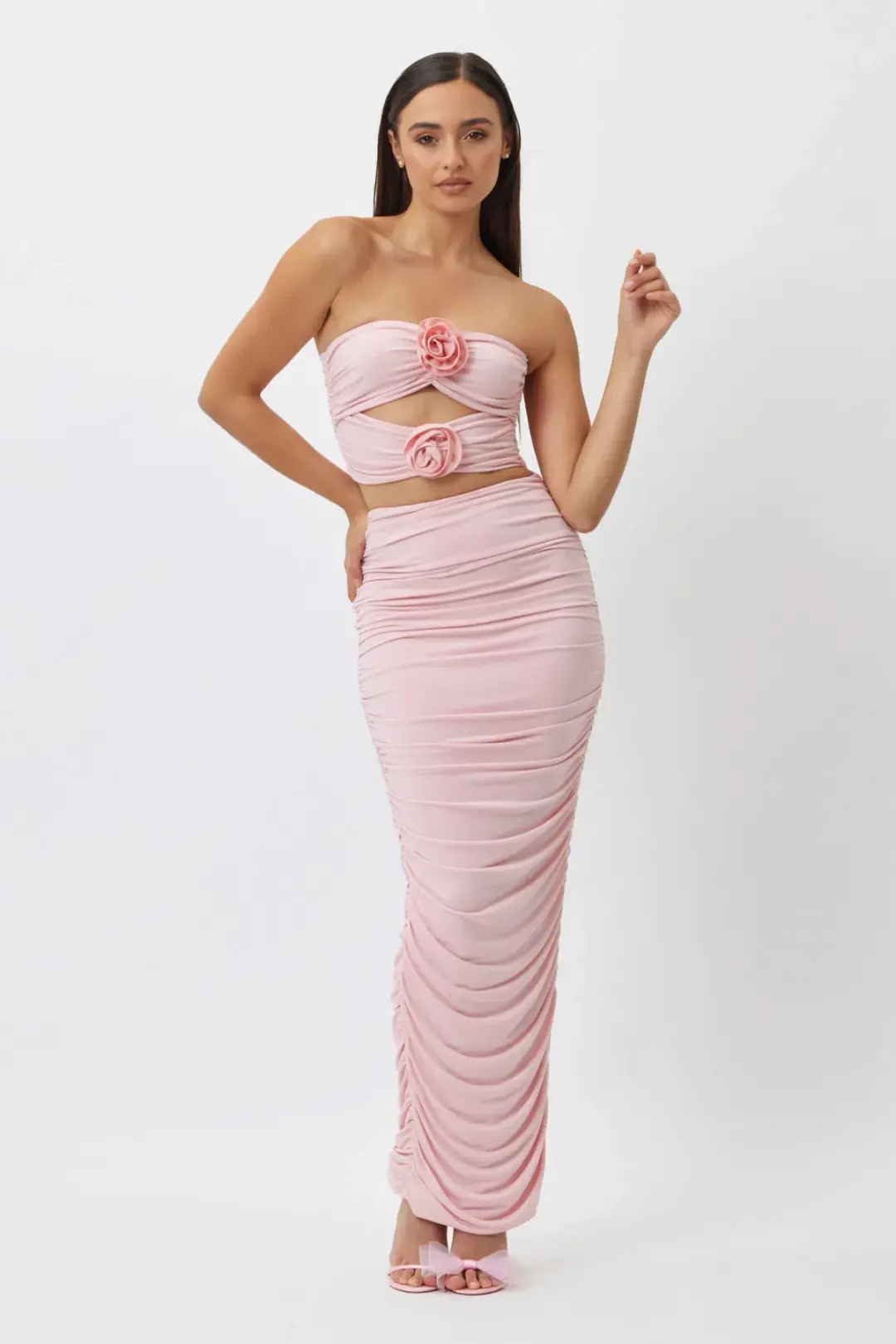 Bianca & Bridgett Julie Ruched Top & Skirt Set Pink Size 6 for rent on The Volte - main image